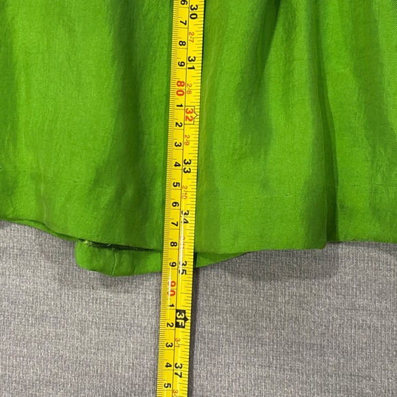 Vintage Green 100% Silk Skirt Midi women Pleated Pockets NEW sz 6 - Picture 7 of 11